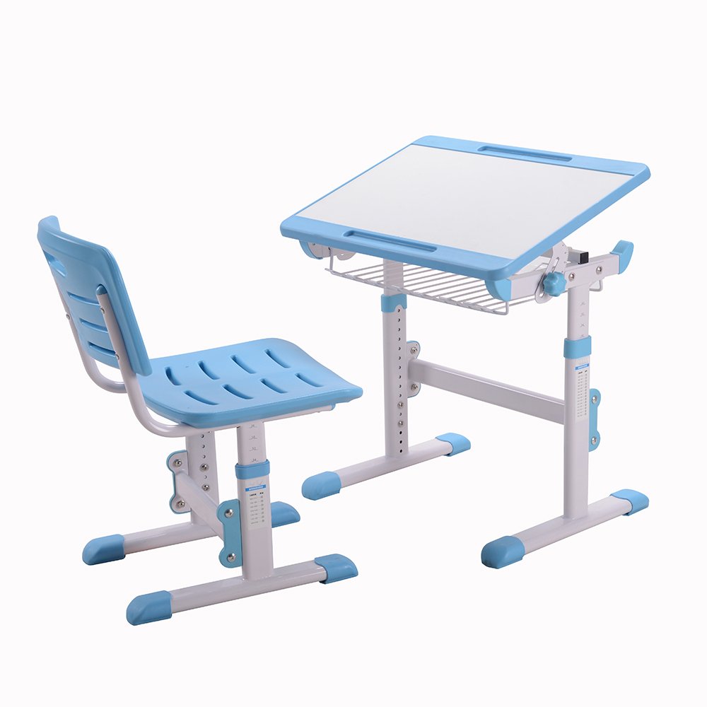 Children Desk Height Adjustable Kids Table and Chair Mini Blue Desk 1